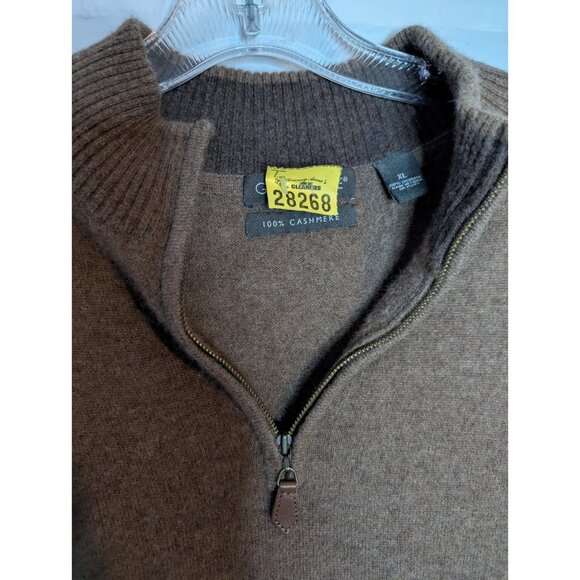 Giasone Men's 100% Cashmere 1/4 Zip Brown Sweater Sz XL - Picture 2 of 8